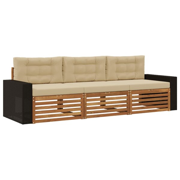 vidaXL Ensemble de canapés d'extérieur 3 Pièces Naturel et Beige
