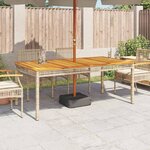 vidaXL Table de jardin beige 180x90x75 cm résine tressée et acacia