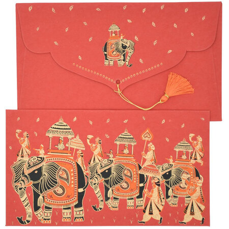 PAPERTREE WEDDING IMPERIAL Lot de 5 Enveloppes cadeau 19x10cm Rouge