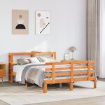 vidaXL Cadre de lit et tête de lit sans matelas cire marron 120x200 cm