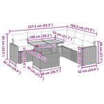 vidaXL Salon de jardin avec coussins 7 Pièces gris résine tressée