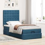 vidaXL Cadre de lit ottoman avec matelas bleu foncé 90x200 cm velours