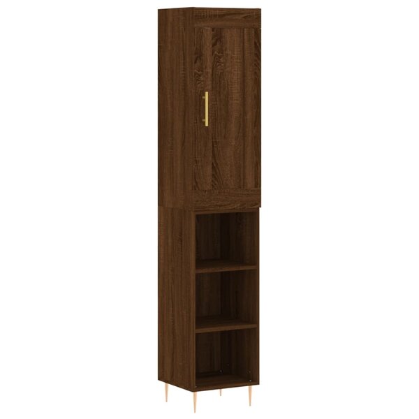 vidaXL Buffet haut Chêne marron 34 5x34x180 cm Bois d'ingénierie