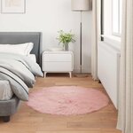 vidaXL Tapis en fausse Tafalla Rose Ø 100 cm Polyester