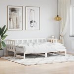 vidaXL Lit de jour avec lit gigogne blanc 80x200 cm bois de pin massif