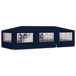 vidaXL Tente de réception avec parois latérales 4x9 m Bleu 90 g/m²