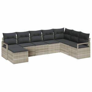 vidaXL Ensemble de canapé de jardin 7 Pièces Gris clair Poly rotin