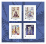 Collector 4 timbres - 130 ans de la Tour Eiffel - Lettre internationale