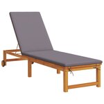 Chaise longue vidaXL avec table et coussin en bois massif d'acacia