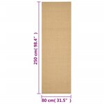 vidaXL Tapis Sisal naturel 80x250 cm
