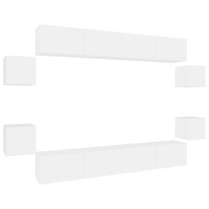 vidaXL Ensemble de meubles TV 8 Pièces Blanc Bois d'ingénierie