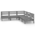 vidaXL Salon de jardin 5 Pièces Bois de pin massif Gris