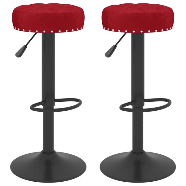 vidaXL Tabourets de bar lot de 2 rouge bordeaux velours