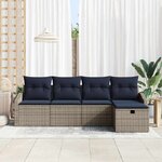 vidaXL Ensemble de Canapés avec coussin 5 Pièces polyrotin
