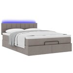 vidaXL Lit ottoman avec matelas et LED taupe 140x190 cm tissu