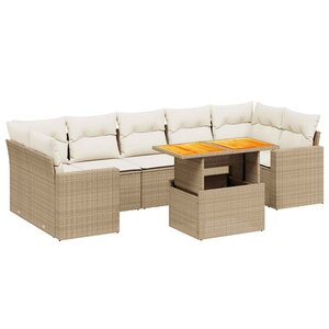 vidaXL Salon de jardin avec coussins 8 Pièces beige résine tressée