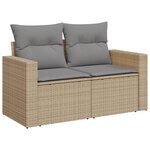 vidaXL Salon de jardin et coussins 10 Pièces mélange beige résine tressée