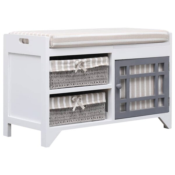 vidaXL Banc d'entrée Blanc 70 x 33 5 x 45 cm Bois de Paulownia