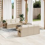 vidaXL Salon de jardin avec coussins 7 Pièces beige résine tressée