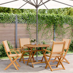 vidaXL Ensemble à manger de jardin 5 Pièces beige tissu et bois massif
