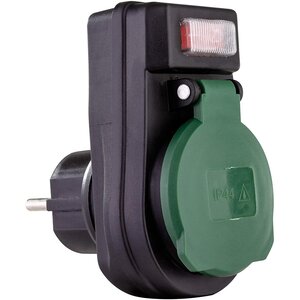 Prise avec Interrupteur IP 44 noir Vert REV