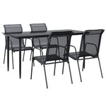 vidaXL Ensemble à manger de jardin 5 Pièces noir textilène et acier