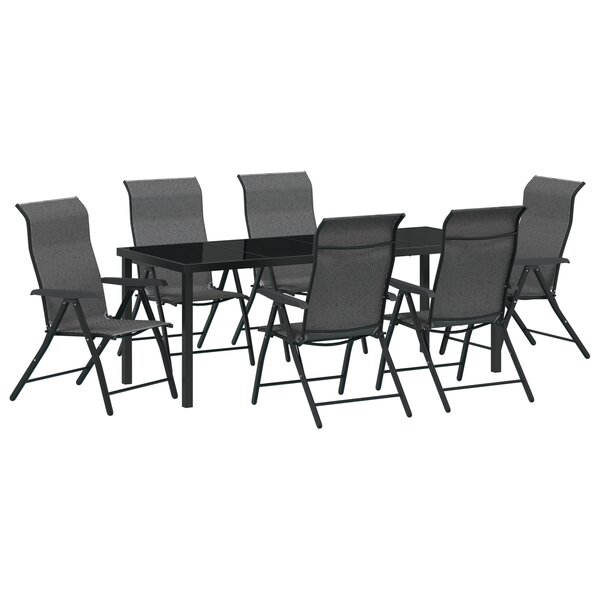 vidaXL Ensemble de jardin 7 pièces gris Poly Rattan