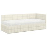 vidaXL Cadre de lit d'angle avec matelas 2 Pièces Crème Velours