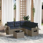 vidaXL Salon de jardin 6 Pièces avec coussins gris résine tressée