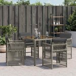 vidaXL Chaises de jardin avec coussins lot de 4 gris résine tressée