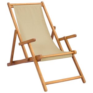 vidaXL Chaise de plage Beige Bois de teck massif