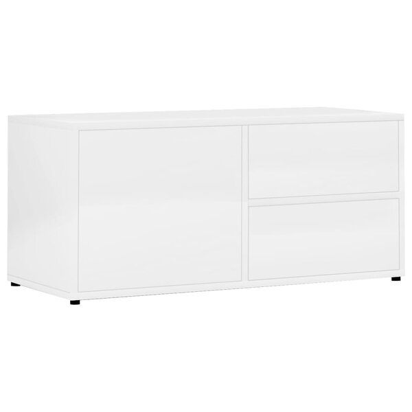 vidaXL Meuble TV Blanc brillant 80x34x36 cm Bois d'ingénierie