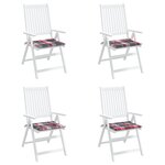 vidaXL Coussins de chaise de jardin 4 Pièces carreaux rouges 40x40x3 cm
