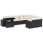vidaXL Salon de jardin 10 Pièces avec coussins noir résine tressée
