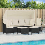 vidaXL Salon de jardin 5 Pièces avec coussins noir résine tressée