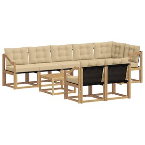 vidaXL Ensemble de canapés d'extérieur 9 Pièces Blanc et Beige