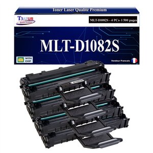 T3AZUR - 4x Toners compatibles avec Samsung MLT-D1082S D1082S pour Samsung ML-1640 ML-1640K ML-1641 M-1641K ML-1642K ML-1645 ML-2240 ML-2240K ML-2241 ML-2241K ML-2451DK