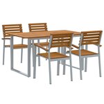 vidaXL Ensemble de salle à manger pour jardin 5 Pièces Gris et marron