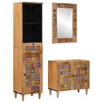 vidaXL Ensemble de mobilier de salle de bain avec tiroir 3 Pièces Naturel