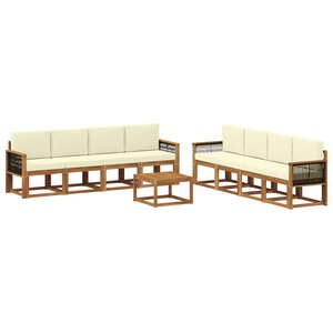 vidaXL Ensemble de canapés d'extérieur 7 Pièces Naturel et Crème