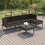 vidaXL Salon de jardin 6 Pièces avec coussins résine tressée gris