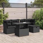 vidaXL Salon de jardin 6 Pièces avec coussins noir résine tressée