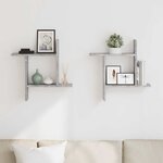 vidaXL Étagères murales 2 Pièces gris béton 50x12x50 cm bois d'ingénierie