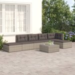 vidaXL Salon de jardin 6 Pièces avec coussins Gris Résine tressée