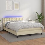 vidaXL Sommier à lattes de lit avec matelas et LED Crème 140x190 cm