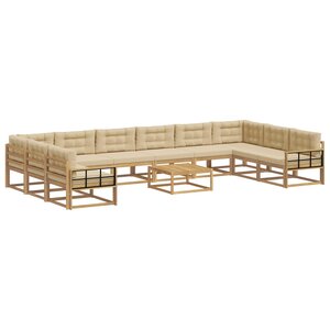 vidaXL Ensemble de canapés d'extérieur 11 pc Blanc et Beige