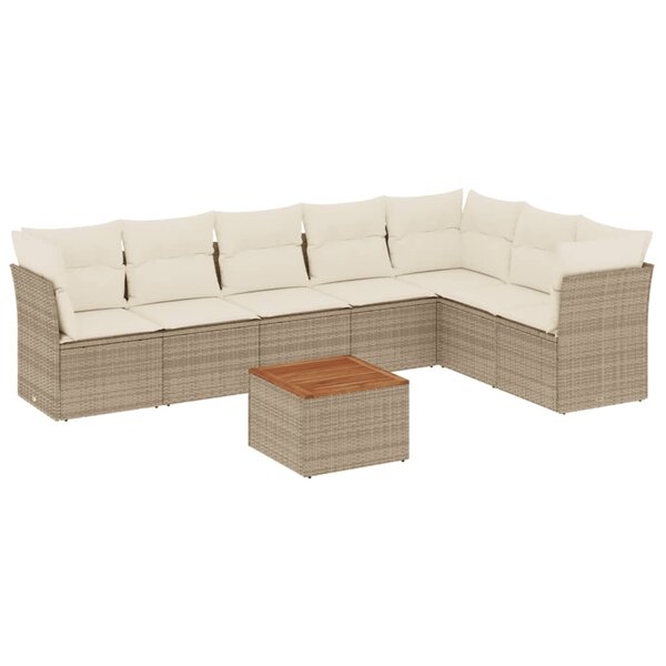 vidaXL Salon de jardin avec coussins 8 Pièces beige résine tressée
