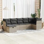 vidaXL Salon de jardin avec coussins 7 Pièces gris clair résine tressée