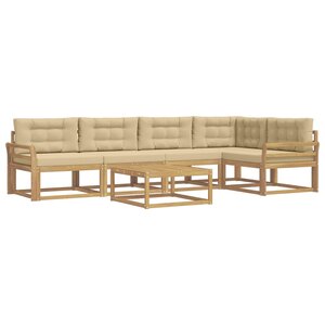 vidaXL Ensemble de canapés d'extérieur 6 Pièces Blanc et Beige