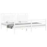 vidaXL Cadre de lit avec tête de lit blanc Super King Size bois massif